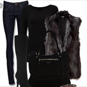 Faux fur gray vest Small